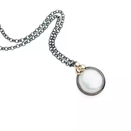 Pearl, 14K Gold, Blackened Silver Necklace