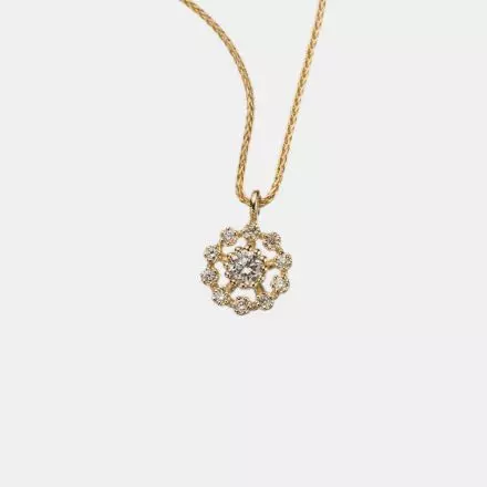 14K Gold Necklace Floating Diamonds 0.25ct
