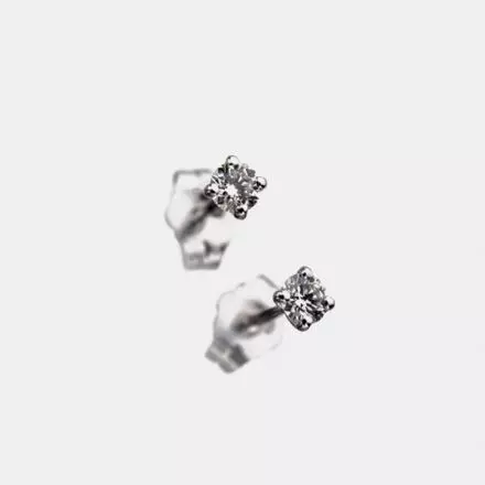 14k White Gold Stud Earrings with 0.22ct Solitaire Diamond