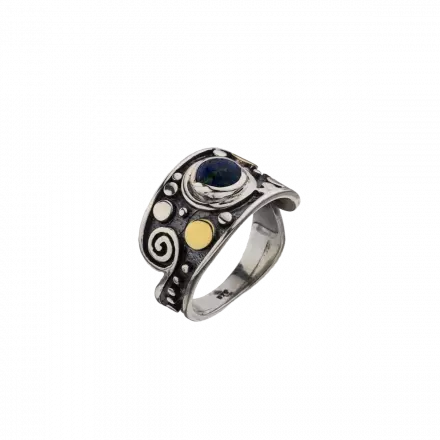 Silver Ring with 9k Gold spotted design