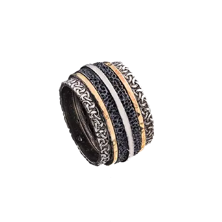 Silver Spinning Ring accented with 9k Gold
