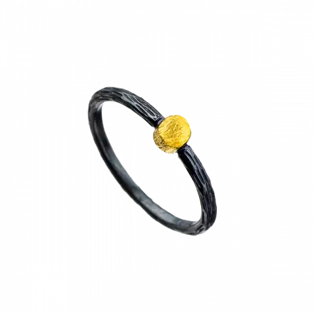 Darkened Silver Ring with raised 22k Gold circle