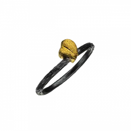 Darkened Silver Ring with raised 22k Gold Heart