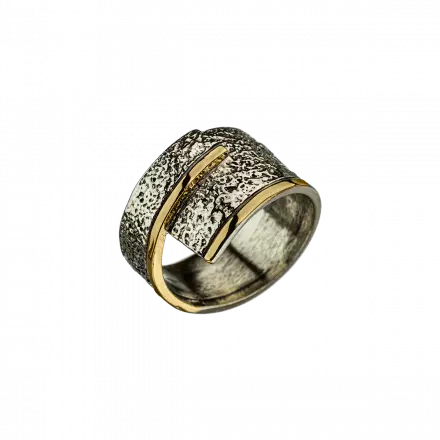 Silver Ring with 9k Gold