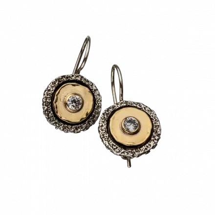 Silver Earrings with 9k Gold and CZ