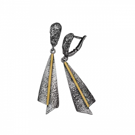 Silver Earrings with 9k Gold