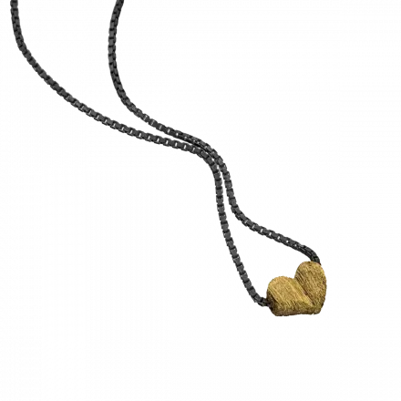 Darkened Silver Necklace with 22k Gold heart pendant