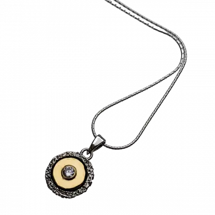 Silver Necklace with 9k Gold and CZ