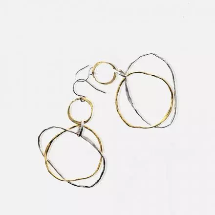 Gold Plated Silver and Brass Hoop Earrings