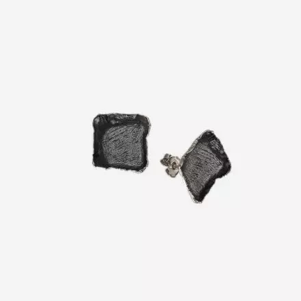 Tinted black 925 silver Earrings with square and curved shapes.