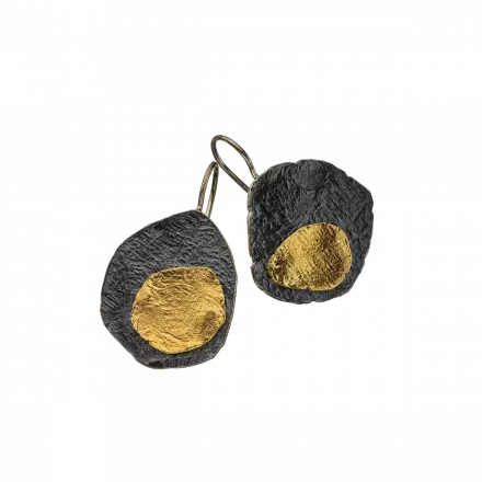 Dangling Darkened Silver and Gilded Earrings
