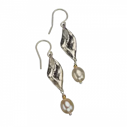 Silver Pearl and Goldfilled Bead Dangling Earrings