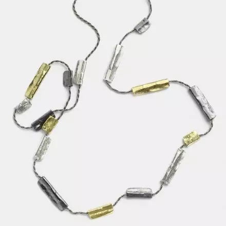 Silver and Gold Plated Silver Tube Necklace