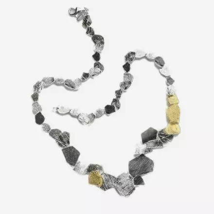 Textured Silver Necklace Combined with Gold plated Silver