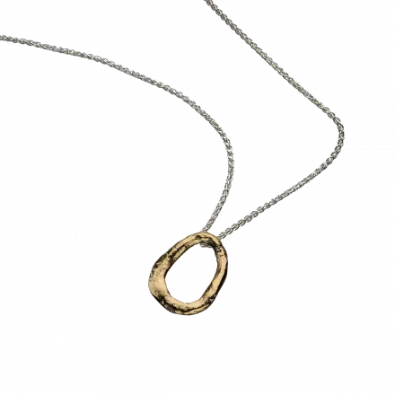 Silver Necklace with gilded hoop pendant