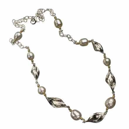 Silver Pearl and Goldfilled Bead Necklace