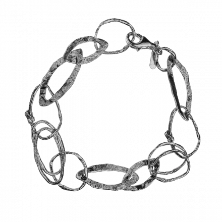 Silver Chain Bracelet with oval, round and flattened links
