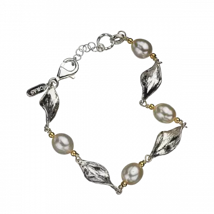 Silver Pearl and Goldfilled Bead Bracelet