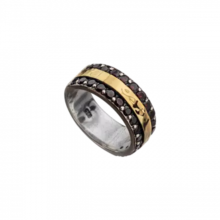 Silver Ring with 9K Gold and Garnet