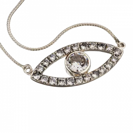 Silver Necklace with Zircon