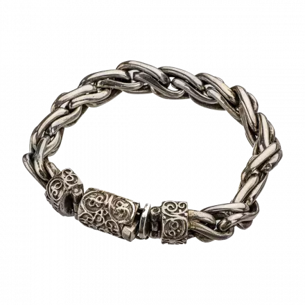 6mm thick Braided Bracelet with decorative Silver Clasp