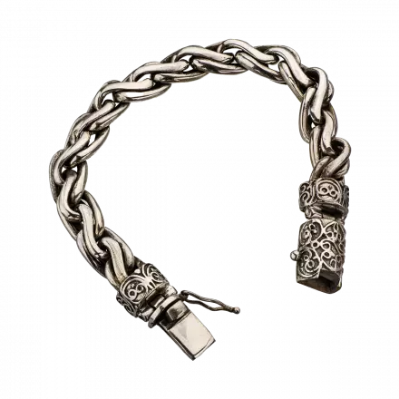 6mm thick Braided Bracelet with decorative Silver Clasp