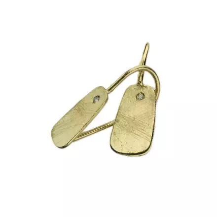 Frosted, rectangular 9k Gold Diamond Earrings