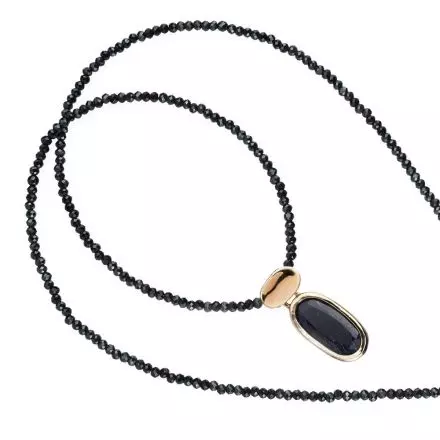 Black Spinel 9K gold Necklace with Sapphire