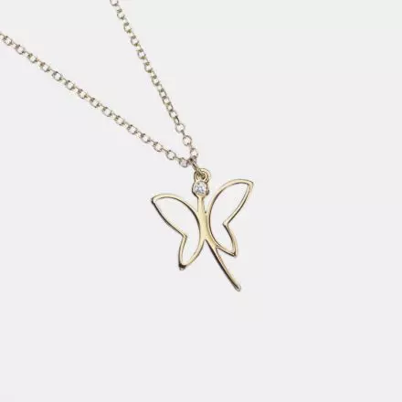 14k Yellow Gold "Dragonfly" Necklace set with Diamonds