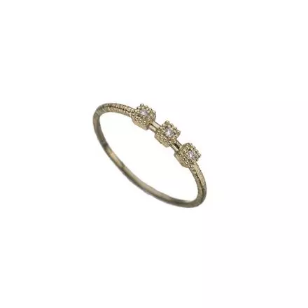 14k Yellow Gold Ring with squares set with Diamonds 0.03ct at the top