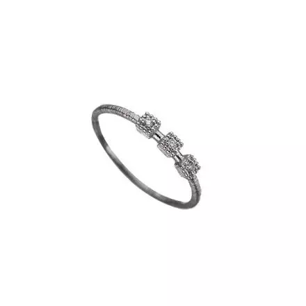 14k White Gold Ring with squares set with Diamonds 0.03ct at the top