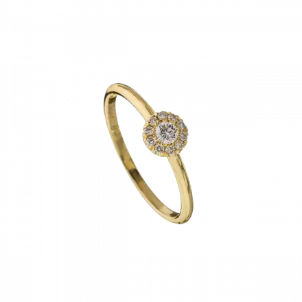 14k Gold Ring with button head set with Diamonds