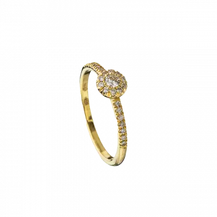 14k Gold Flower Ring accented with Diamonds around it