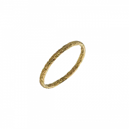 14k Yellow Gold dainty spiral life cycle Wedding Ring