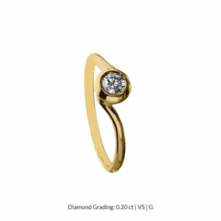 14k Gold Ring with Diamond 0.20ct