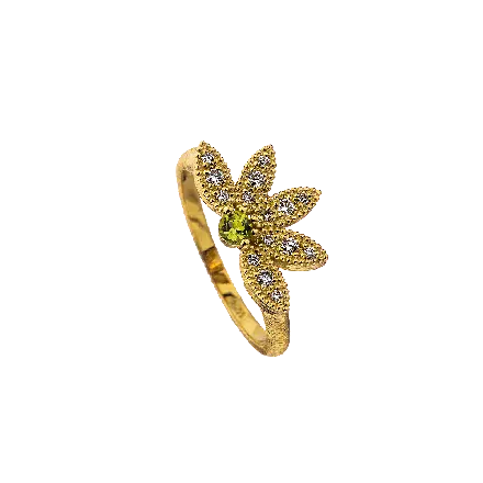 14k Gold Diamond Ring, 13 points, with Peridot Stone