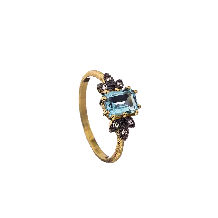14k Gold Diamond Ring, 6 points, mounted with Blue Topaz