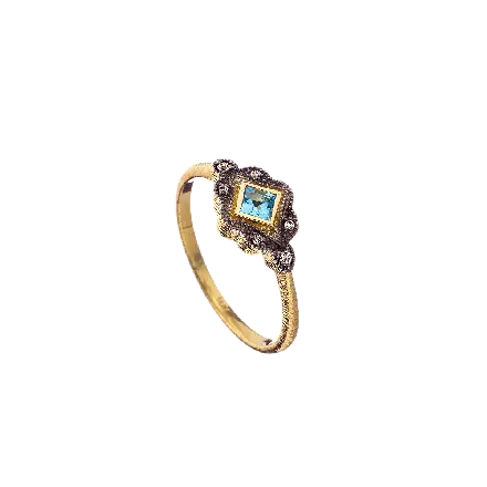 14k Gold Diamond Ring, 4 points, mounted with Blue Topaz