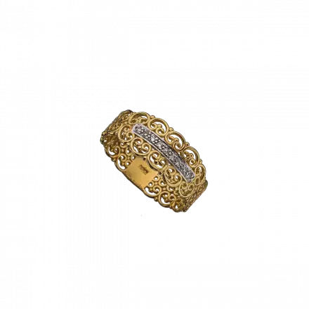 14K Gold Knitted Ring with Diamonds
