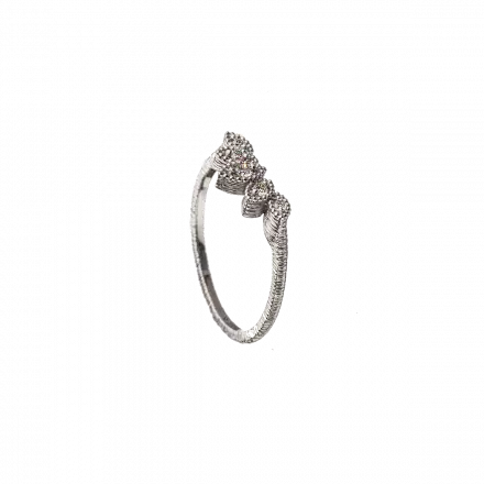 14K White Gold Ring with Diamonds Crown