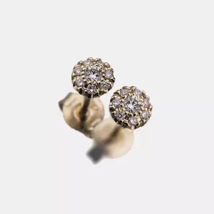 14k Gold Stud Earrings set with Diamonds 0.13ct