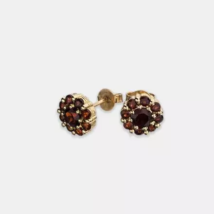 14k Gold Flower Earrings set with natural Garnets