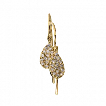 14k Gold Droplet Earrings set with Diamonds, 17 points