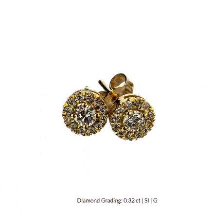 14k Gold Earrings with Diamonds 0.32 ct
