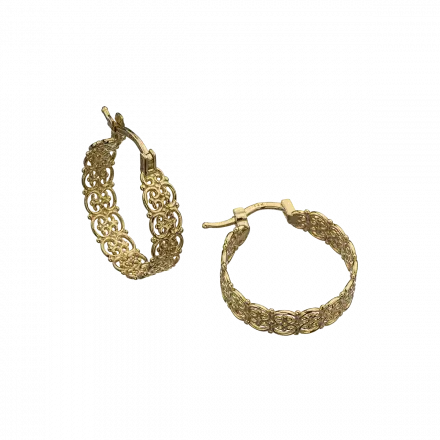 14K Gold Knitted Wide Hoop Earrings