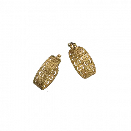 14K Gold Knitted Wide Hoop Earrings
