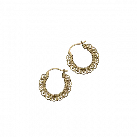 14K Gold Knitted Medium Hoop Earrings