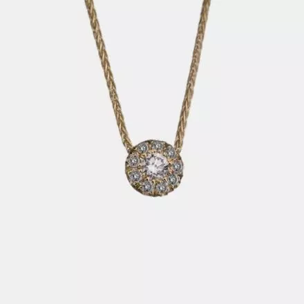 14k Yellow Gold Necklace set with Pavé Diamonds 0.14ct