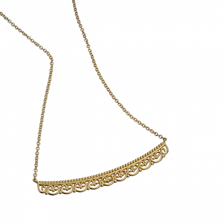 14K Gold Necklace with Knitted Pendant