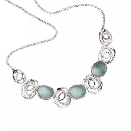 Spiral link Silver Necklace with Roman Glass